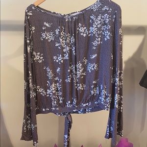 Floral top with bell sleeves